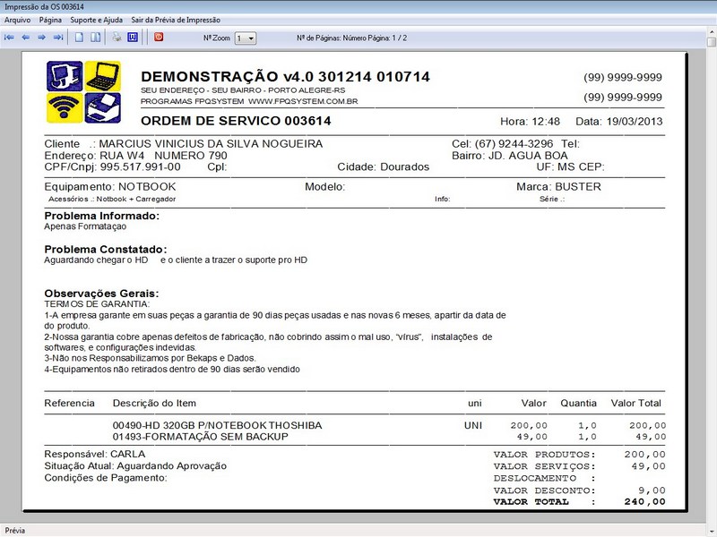 Programa OS Assistencia Tcnica v4.0 - FpqSystem