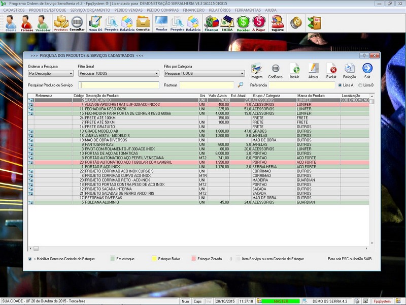 Imagem do Programa Serralheria, Agendamento e Financeiro 4.3 Plus