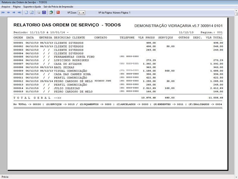 Imagens do Programa Vidraaria e Esquadria v5.7 Plus