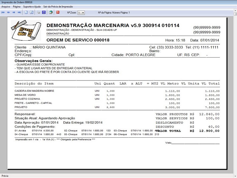 Imagens do Programa Marcenaria v5.9 Plus