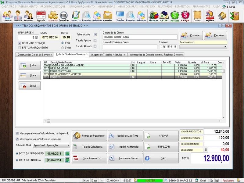 Imagens do Programa Marcenaria v5.9 Plus