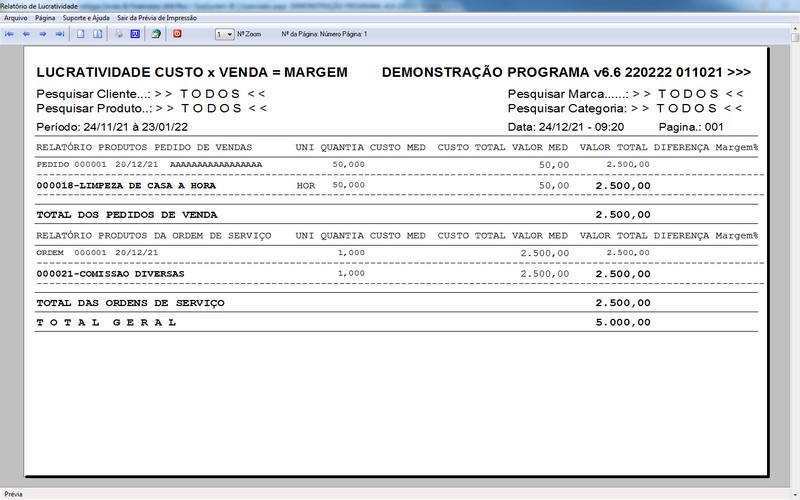 Imagens do Programa Serviços Gerais v6.6 Plus