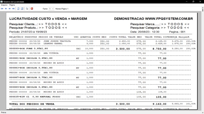 Imagens do Programa Vidraaria e Esquadria v6.7 Plus