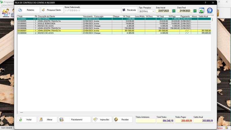 Imagens do Programa Marcenaria v6.9 Plus