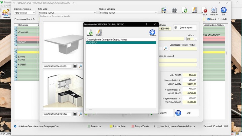 Imagens do Programa Marcenaria v6.9 Plus