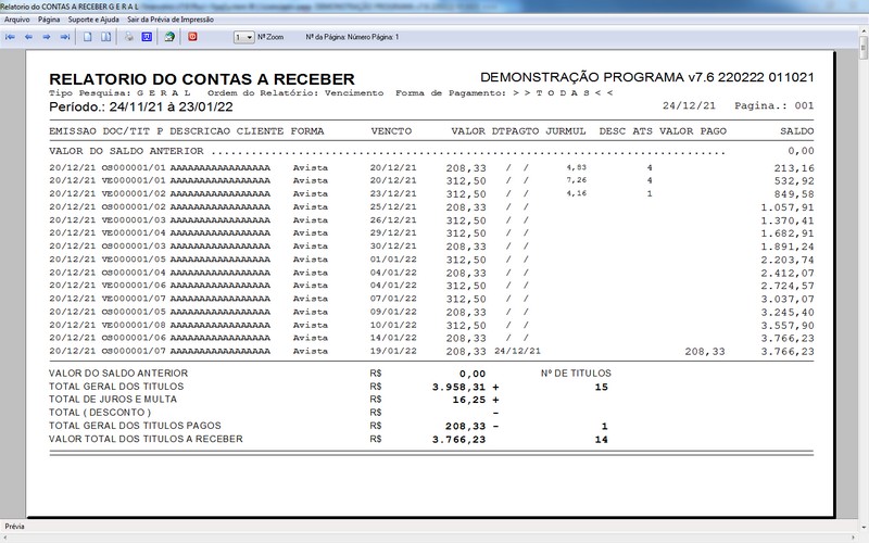 Imagens do Programa Serviços Gerais v7.6 Plus