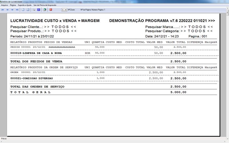 Imagens do Programa Serviços Gerais v7.6 Plus