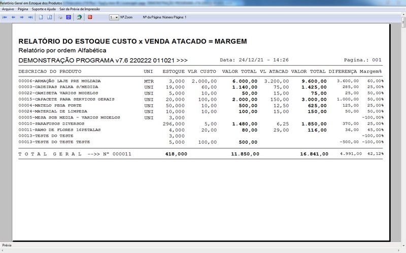 Imagens do Programa Serviços Gerais v7.6 Plus