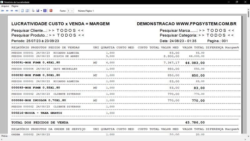 Imagens do Programa Vidraaria e Esquadria v7.7 Plus