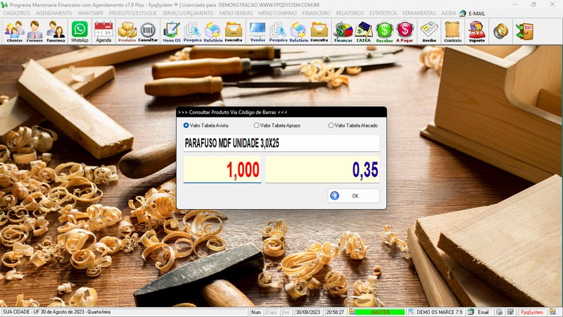 Imagens do Programa Marcenaria v7.9 Plus