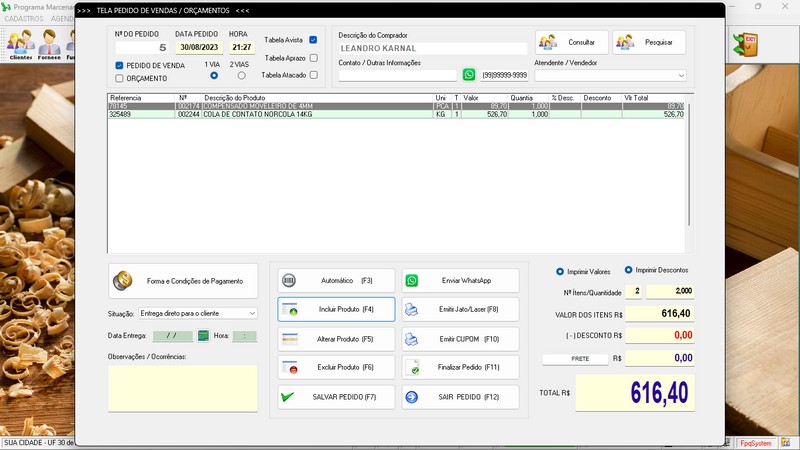 Imagens do Programa Marcenaria v7.9 Plus