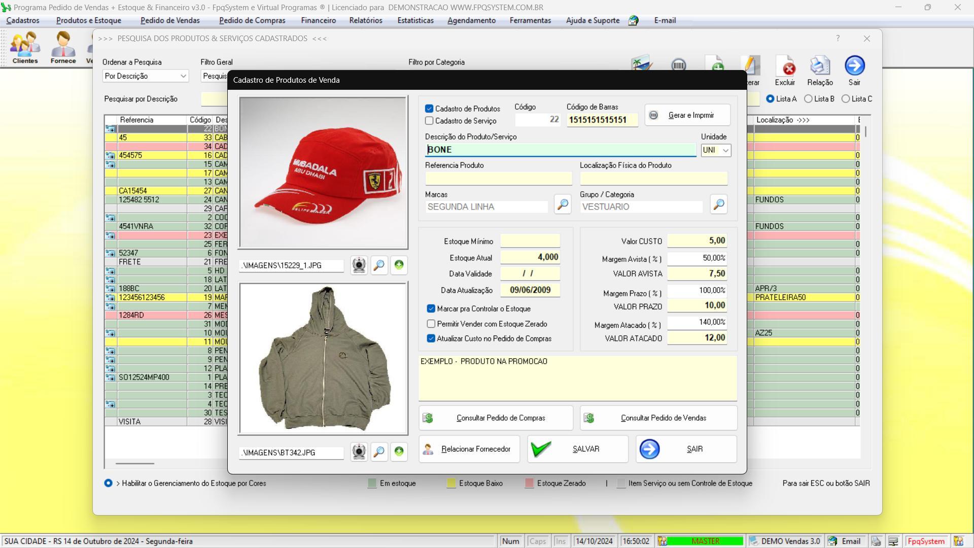 Programa Vendas 3.0 - Cadastro de produtos