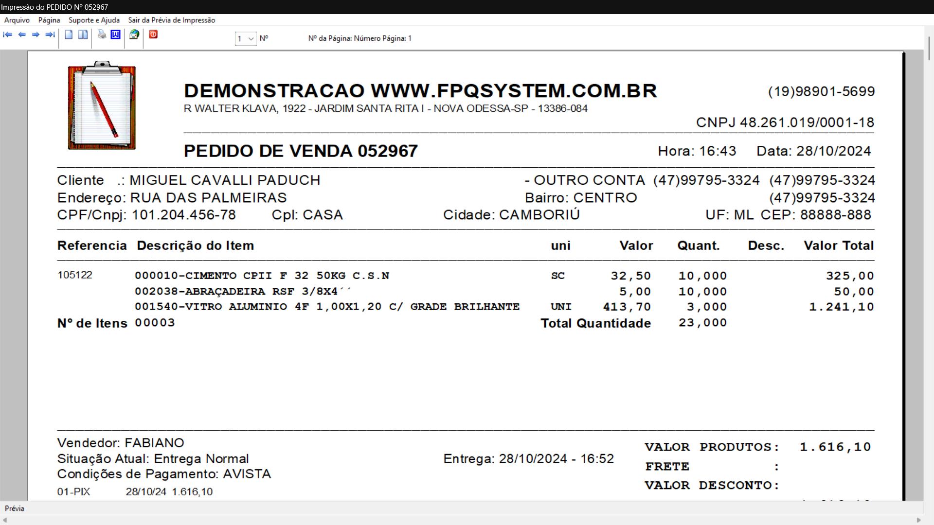 Programa Vendas 5.0 - Menu Financeiro