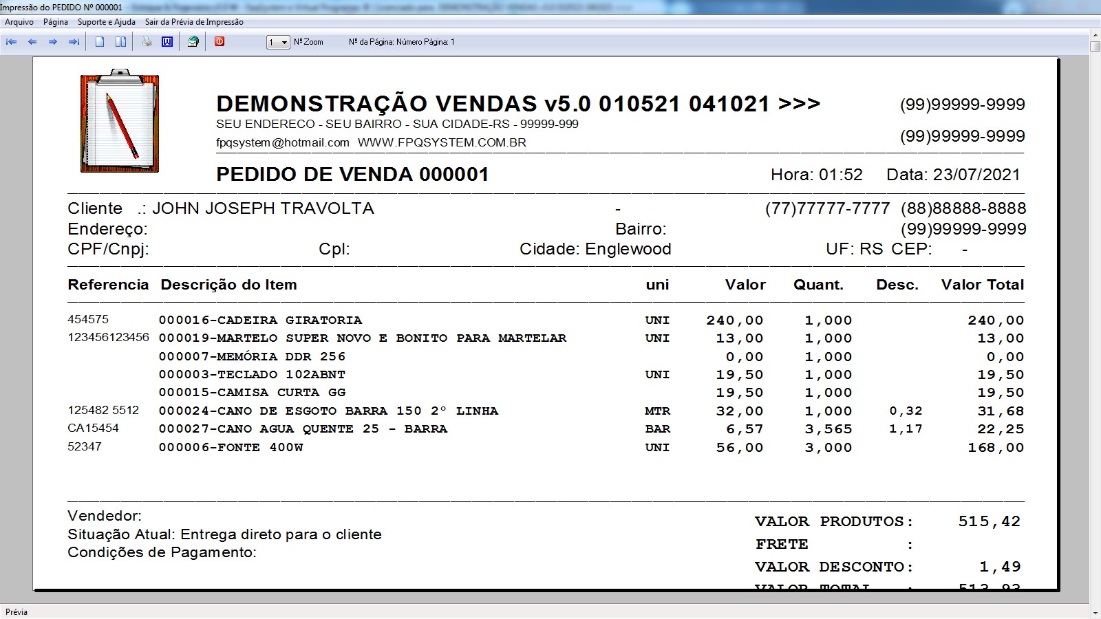 Programa Vendas 6.0 - Menu Financeiro