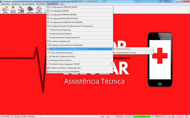 Programa OS Assistência Técnica para Celular 1.0 Plus