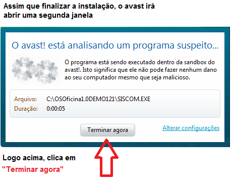 Janela de Alerta do Avast