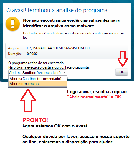 Janela de Alerta do Avast