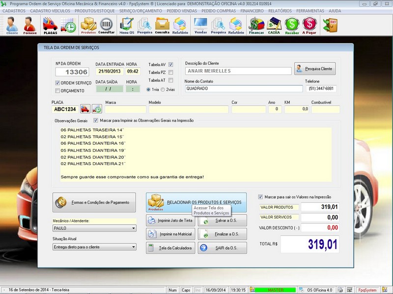 Programa OS Oficina Mecanica com Ordem de Servio e Financeiro v4.0