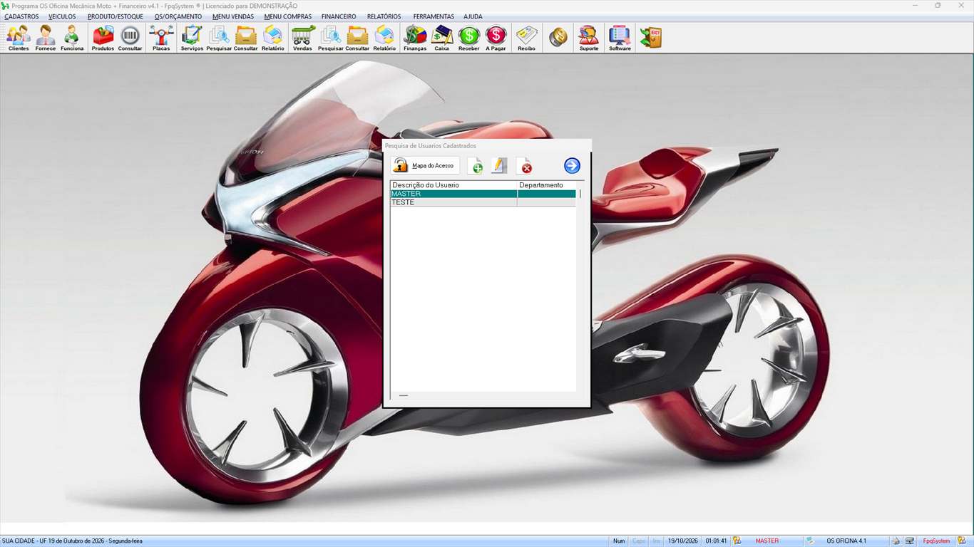 Oficina MOTO + Vendas e Financeiro v4.1 - Ferramentas 13 - Pesquisa de usuários cadastrados