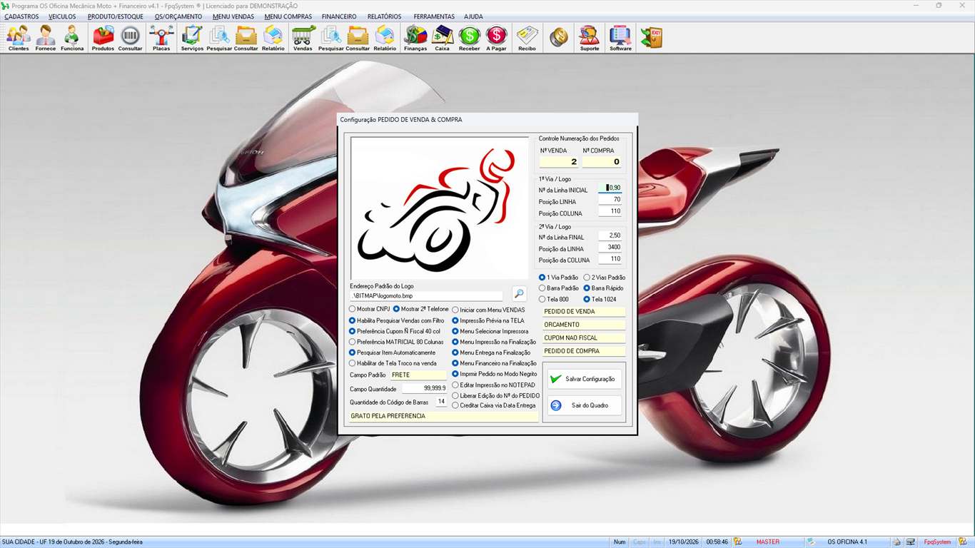 Oficina MOTO + Vendas e Financeiro v4.1 - Ferramentas 2 - Configuração do pedido de venda e compra