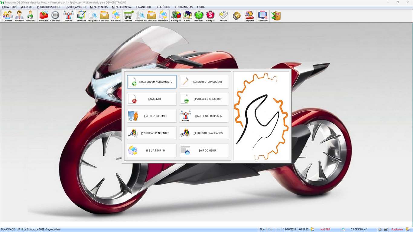 Oficina MOTO + Vendas e Financeiro v4.1 - Menu da ordem de serviço / orçamento