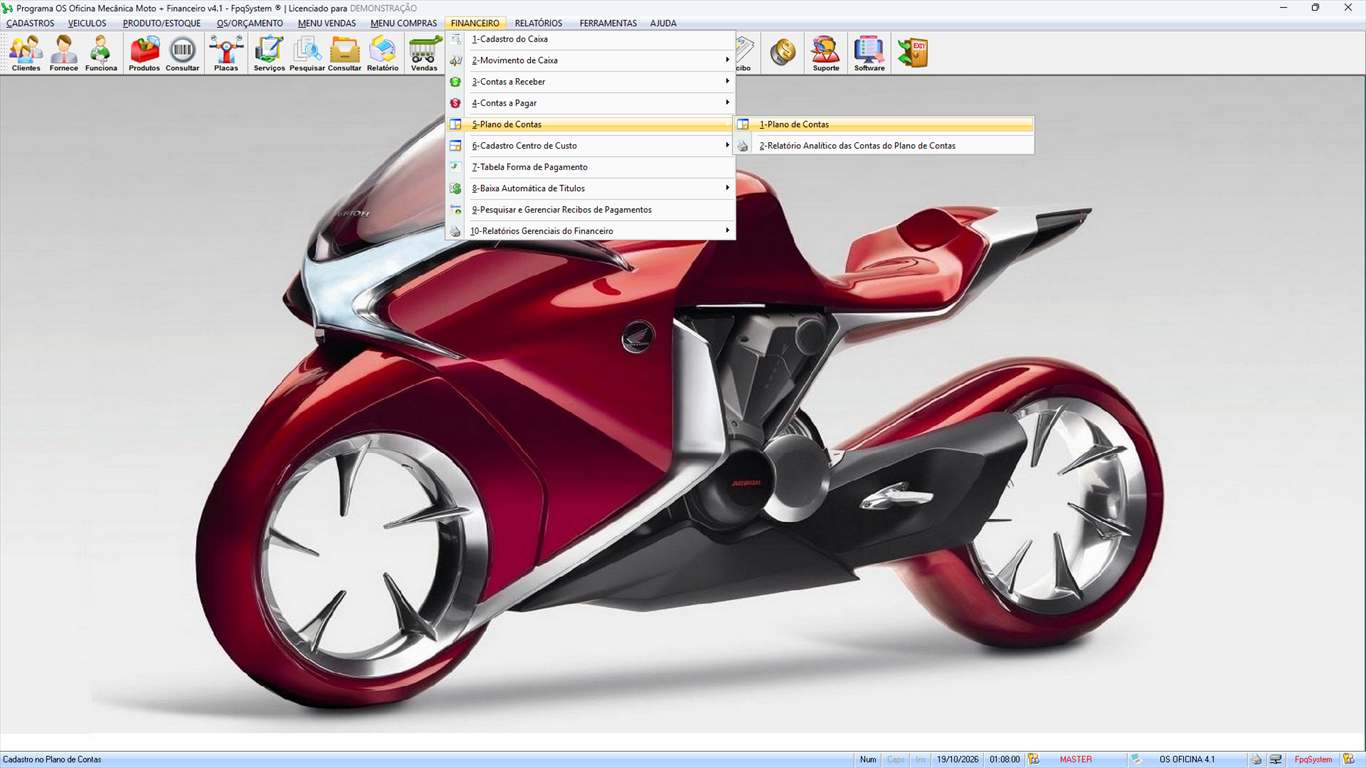 Oficina MOTO + Vendas e Financeiro v4.1 - Menu Financeiro > Plano de Contas