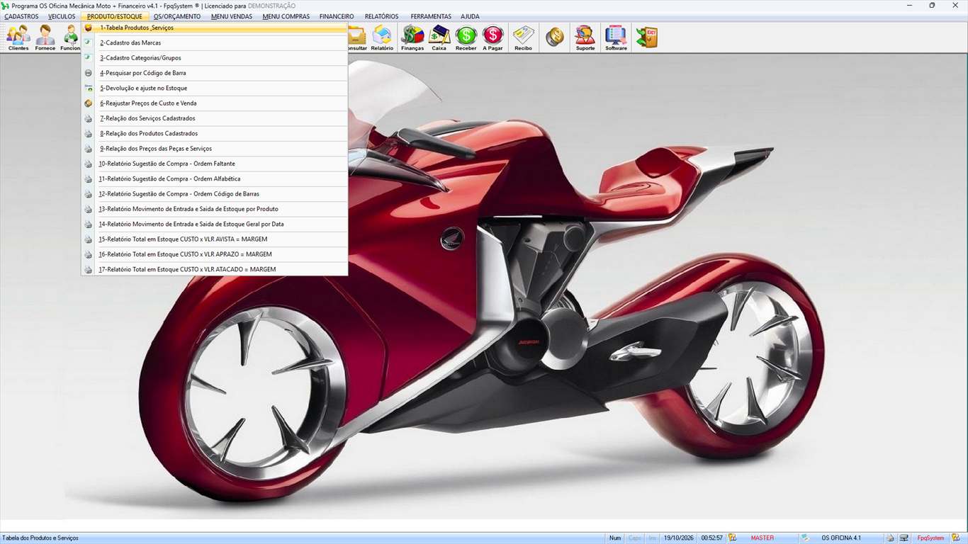 Oficina MOTO + Vendas e Financeiro v4.1 - Menu Produto/Estoque aberto