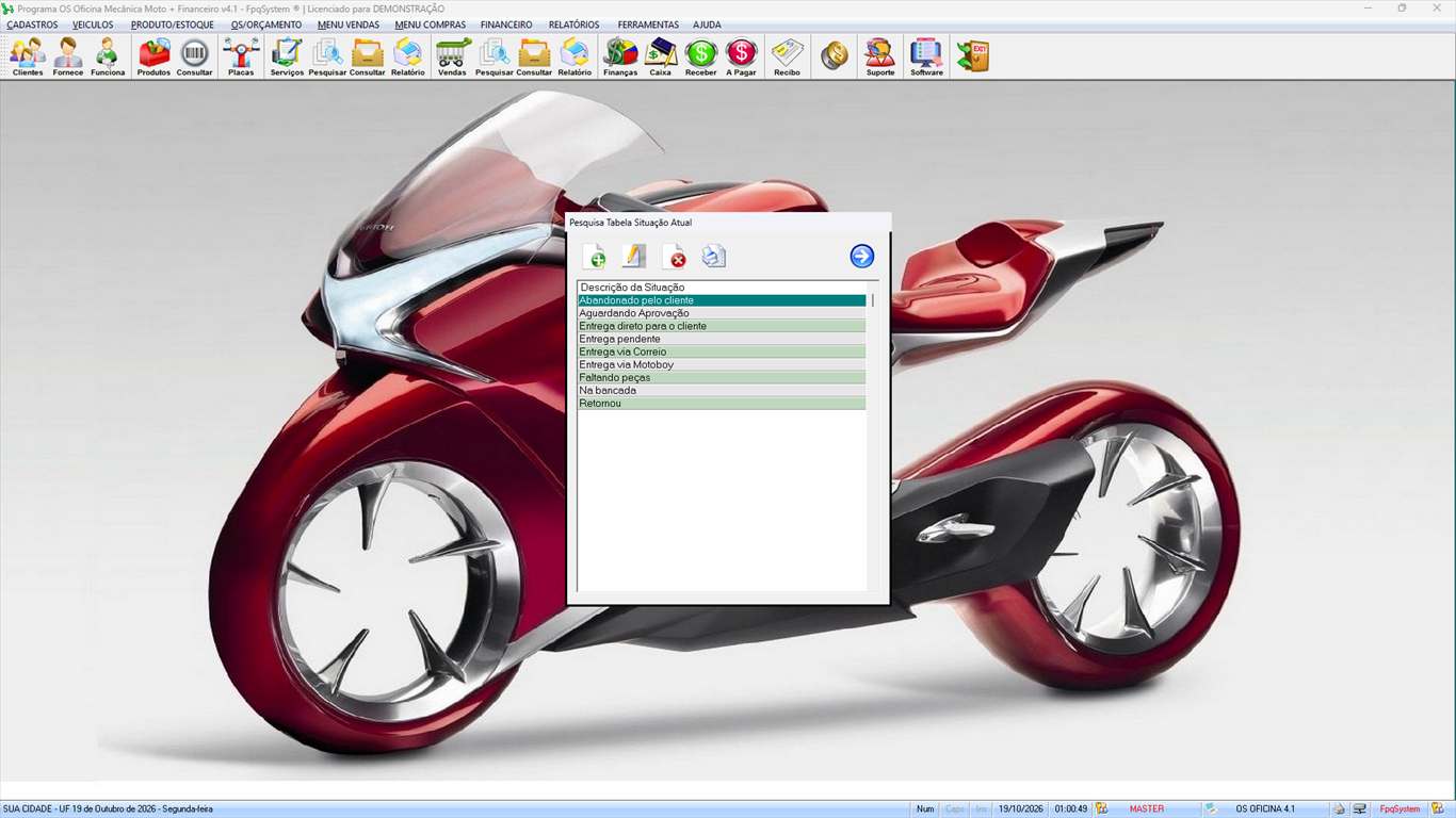 Oficina MOTO + Vendas e Financeiro v4.1 - Ferramentas 10 - Tabela situação da ordem