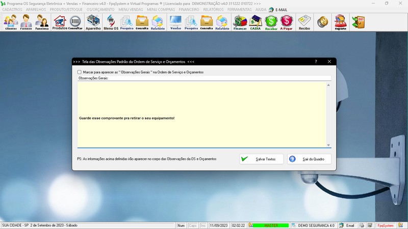 Programa OS Segurança Eletrônica v4.0 - FpqSystem