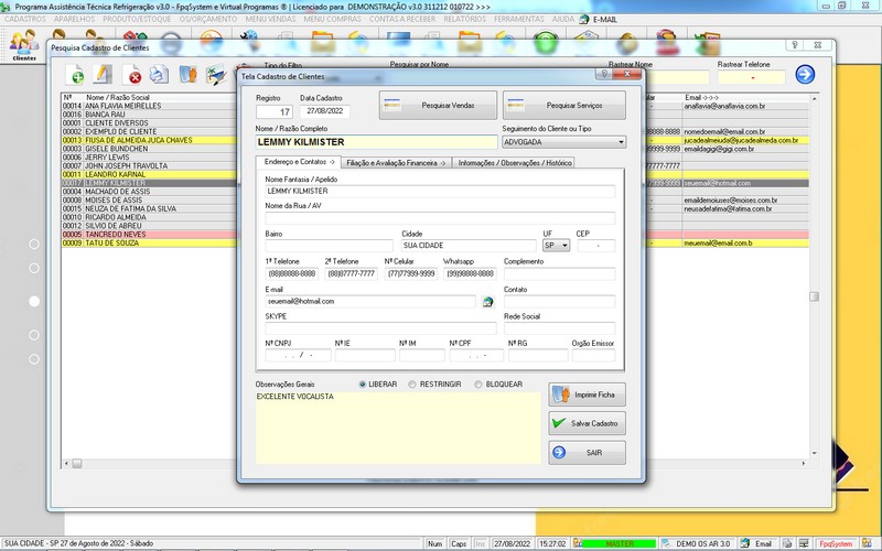 Programa OS Assistência Técnica para Refrigeração 3.0 Plus