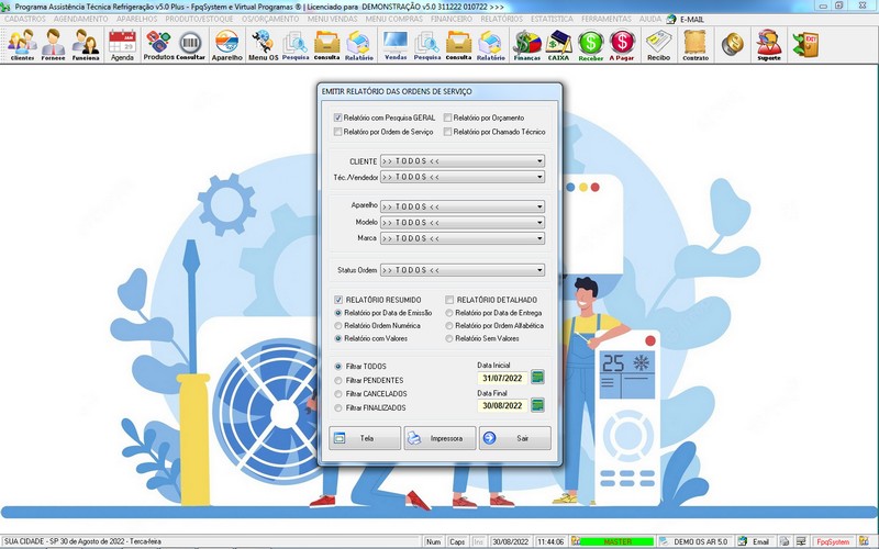 Programa OS Assistência Técnica para Refrigeração 5.0 Plus