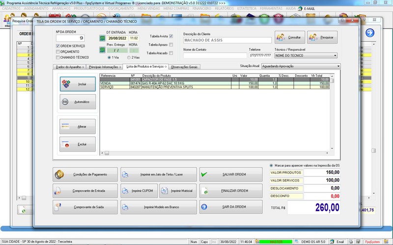 Programa OS Assistência Técnica para Refrigeração 5.0 Plus