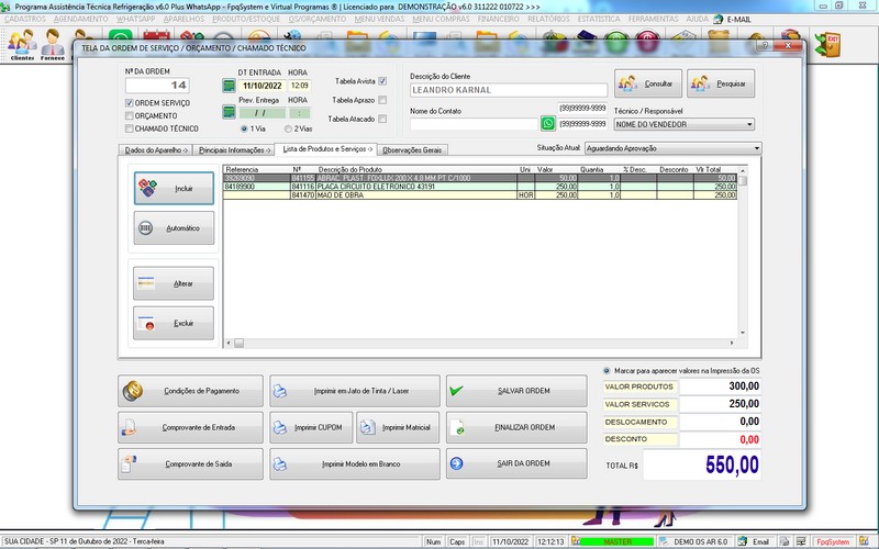 Programa OS Assistência Técnica para Refrigeração 6.0 Plus