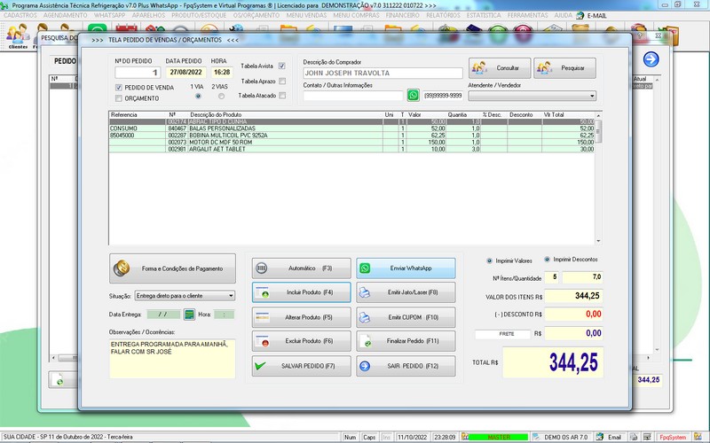 Programa OS Assistência Técnica para Refrigeração 7.0 Plus