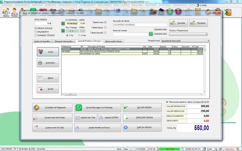 Programa OS Assistência Técnica para Refrigeração 7.0 Plus